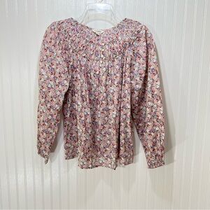 Lucky Brand Floral Boho Peasant Blouse Long Sleeve Prairie Cottagecore XS